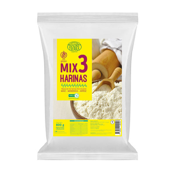 Imagen de MEZCLA 3 HARINAS SIN GLUTEN 800GR MADRE TIERRA